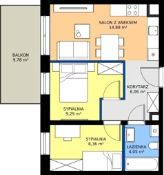 3 pokoje, mieszkanie 42,65 m², piętro 1, oferta nr 15, Apartamenty Barbary 19, Katowice, Śródmieście, ul. Barbary 19