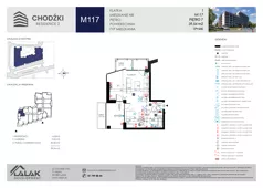 1 pokój, mieszkanie 39,54 m², piętro 7, oferta nr M117, Chodźki Residence 2, Lublin, Czechów Południowy,  ul. Chodźki