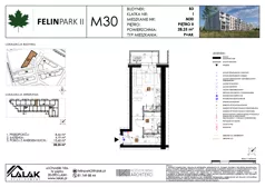 1 pokój, mieszkanie 28,32 m², piętro 2, oferta nr B3_M30/II, Felin Park II - budynek B3, Lublin, Felin, ul. gen. Stanisława Skalskiego 8-10