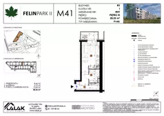 1 pokój, mieszkanie 28,32 m², piętro 3, oferta nr B3_M41/III, Felin Park II etap 2, Lublin, Felin, ul. gen. Stanisława Skalskiego 8-10