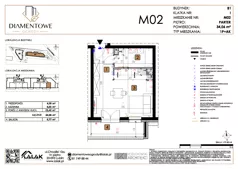 1 pokój, mieszkanie 34,06 m², parter, oferta nr B1.2, Diamentowe Ogrody, Lublin, Wrotków, ul. H. Wolińskiego