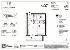 1 pokój, mieszkanie 34,06 m², piętro 1, oferta nr B1.7, Diamentowe Ogrody, Lublin, Wrotków, ul. H. Wolińskiego