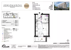 1 pokój, mieszkanie 25,53 m², parter, oferta nr A2_M22, Jemiołuszki Park II, Lublin, Węglin Południowy, ul. Jemiołuszki