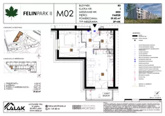 2 pokoje, mieszkanie 39,43 m², parter, oferta nr B3_M02/P, Felin Park II etap 2, Lublin, Felin, ul. gen. Stanisława Skalskiego 8-10
