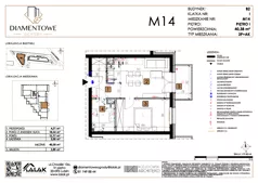 2 pokoje, mieszkanie 40,38 m², piętro 1, oferta nr B2.14, Diamentowe Ogrody, Lublin, Wrotków, ul. H. Wolińskiego
