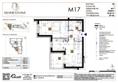 2 pokoje, mieszkanie 46,26 m², piętro 1, oferta nr B2.17, Diamentowe Ogrody, Lublin, Wrotków, ul. H. Wolińskiego