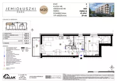 2 pokoje, mieszkanie 41,69 m², piętro 3, oferta nr A2_M20/P, Jemiołuszki Park II, Lublin, Węglin Południowy, ul. Jemiołuszki