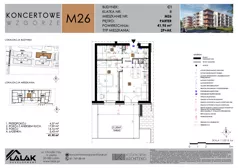 2 pokoje, mieszkanie 41,95 m², parter, oferta nr C1_M26/P, Koncertowe Wzgórze - Budynek C1, Lublin, Czechów Północny, ul. Koncertowa