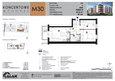 2 pokoje, mieszkanie 53,57 m², piętro 3, oferta nr C2_M30/III, Koncertowe Wzgórze - Budynek C2, Lublin, Czechów Północny, ul. Koncertowa