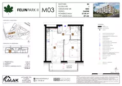2 pokoje, mieszkanie 37,05 m², parter, oferta nr B4_M03/P, Felin Park II - budynek B4, Lublin, Felin, ul. Urbanowicza