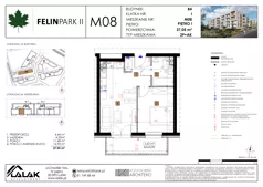 2 pokoje, mieszkanie 37,05 m², piętro 1, oferta nr B4_M08/I, Felin Park II - budynek B4, Lublin, Felin, ul. Urbanowicza