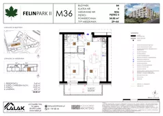 2 pokoje, mieszkanie 34,00 m², piętro 2, oferta nr B4_M36/II, Felin Park II - budynek B4, Lublin, Felin, ul. Urbanowicza