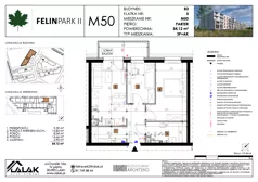 3 pokoje, mieszkanie 54,12 m², parter, oferta nr B3_M50/P, Felin Park II - budynek B3, Lublin, Felin, ul. gen. Stanisława Skalskiego 8-10