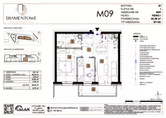 3 pokoje, mieszkanie 50,28 m², piętro 1, oferta nr B1.9, Diamentowe Ogrody, Lublin, Wrotków, ul. H. Wolińskiego