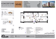 3 pokoje, mieszkanie 56,83 m², piętro 1, oferta nr C1_M46/I, Koncertowe Wzgórze - Budynek C1, Lublin, Czechów Północny, ul. Koncertowa