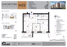 3 pokoje, mieszkanie 45,60 m², parter, oferta nr C2_M22/P, Koncertowe Wzgórze - Budynek C2, Lublin, Czechów Północny, ul. Koncertowa