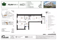 3 pokoje, mieszkanie 56,68 m², parter, oferta nr B4_M01/P, Felin Park II - budynek B4, Lublin, Felin, ul. Urbanowicza