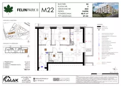 3 pokoje, mieszkanie 48,41 m², parter, oferta nr B4_M22/P, Felin Park II - budynek B4, Lublin, Felin, ul. Urbanowicza