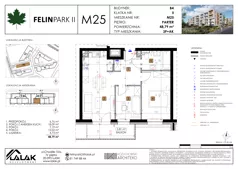 3 pokoje, mieszkanie 48,73 m², parter, oferta nr B4_M25/P, Felin Park II - budynek B4, Lublin, Felin, ul. Urbanowicza