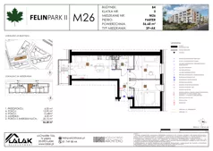 3 pokoje, mieszkanie 56,68 m², parter, oferta nr B4_M26/P, Felin Park II - budynek B4, Lublin, Felin, ul. Urbanowicza