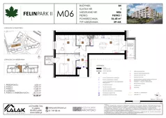 3 pokoje, mieszkanie 56,68 m², piętro 1, oferta nr B4_M06/I, Felin Park II - budynek B4, Lublin, Felin, ul. Urbanowicza