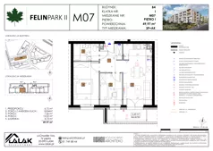 3 pokoje, mieszkanie 49,97 m², piętro 1, oferta nr B4_M07/I, Felin Park II - budynek B4, Lublin, Felin, ul. Urbanowicza
