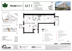 3 pokoje, mieszkanie 56,68 m², piętro 2, oferta nr B4_M11/II, Felin Park II - budynek B4, Lublin, Felin, ul. Urbanowicza
