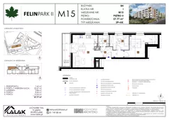 3 pokoje, mieszkanie 57,72 m², piętro 2, oferta nr B4_M15/II, Felin Park II - budynek B4, Lublin, Felin, ul. Urbanowicza