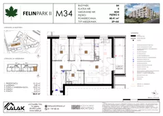 3 pokoje, mieszkanie 48,41 m², piętro 2, oferta nr B4_M34/II, Felin Park II - budynek B4, Lublin, Felin, ul. Urbanowicza