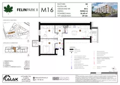 3 pokoje, mieszkanie 56,68 m², piętro 3, oferta nr B4_M16/III, Felin Park II - budynek B4, Lublin, Felin, ul. Urbanowicza