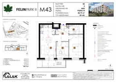3 pokoje, mieszkanie 48,79 m², piętro 3, oferta nr B4_M43/III, Felin Park II - budynek B4, Lublin, Felin, ul. Urbanowicza
