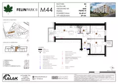 3 pokoje, mieszkanie 56,68 m², piętro 3, oferta nr B4_M44/III, Felin Park II - budynek B4, Lublin, Felin, ul. Urbanowicza