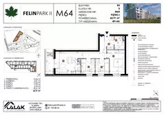 4 pokoje, mieszkanie 60,94 m², piętro 1, oferta nr B3_M64/I, Felin Park II etap 2, Lublin, Felin, ul. gen. Stanisława Skalskiego 8-10