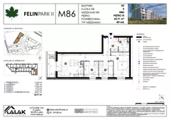 4 pokoje, mieszkanie 60,94 m², piętro 3, oferta nr B3_M86/III, Felin Park II etap 2, Lublin, Felin, ul. gen. Stanisława Skalskiego 8-10