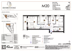 4 pokoje, mieszkanie 79,05 m², piętro 1, oferta nr B2.20, Diamentowe Ogrody, Lublin, Wrotków, ul. H. Wolińskiego