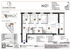 4 pokoje, mieszkanie 68,74 m², piętro 2, oferta nr B2.21, Diamentowe Ogrody, Lublin, Wrotków, ul. H. Wolińskiego