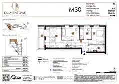 4 pokoje, mieszkanie 79,05 m², piętro 2, oferta nr B2.30, Diamentowe Ogrody, Lublin, Wrotków, ul. H. Wolińskiego