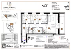 4 pokoje, mieszkanie 68,74 m², piętro 3, oferta nr B2.31, Diamentowe Ogrody, Lublin, Wrotków, ul. H. Wolińskiego