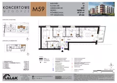 4 pokoje, mieszkanie 59,27 m², piętro 3, oferta nr C1_M59/III, Koncertowe Wzgórze - Budynek C1, Lublin, Czechów Północny, ul. Koncertowa