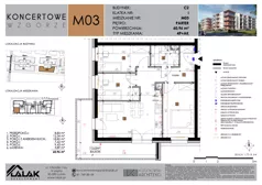 4 pokoje, mieszkanie 60,96 m², parter, oferta nr C2_M3/P, Koncertowe Wzgórze - Budynek C2, Lublin, Czechów Północny, ul. Koncertowa