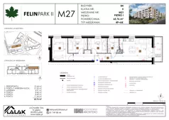 4 pokoje, mieszkanie 65,76 m², piętro 1, oferta nr B4_M27/I, Felin Park II - budynek B4, Lublin, Felin, ul. Urbanowicza