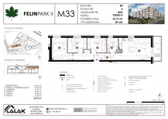 4 pokoje, mieszkanie 65,76 m², piętro 2, oferta nr B4_M33/II, Felin Park II - budynek B4, Lublin, Felin, ul. Urbanowicza