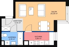 1 pokój, mieszkanie 34,81 m², piętro 3, oferta nr C-M59, Diamentowe Tarasy, Lublin, Wrotków, ul. Wolińskiego