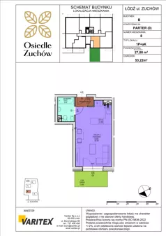 1 pokój, mieszkanie 27,88 m², piętro 1, oferta nr B17, Osiedle Zuchów II, Łódź, Górna, Rokicie, ul. Zuchów 4