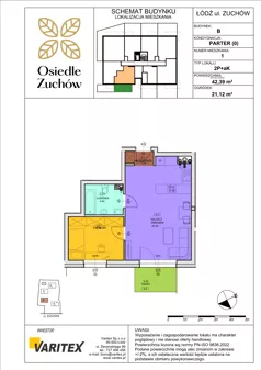 2 pokoje, mieszkanie 42,39 m², piętro 1, oferta nr B10, Osiedle Zuchów II, Łódź, Górna, Rokicie, ul. Zuchów 4