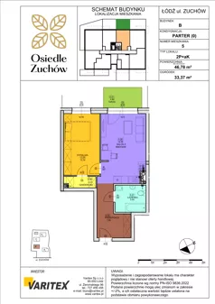 2 pokoje, mieszkanie 46,15 m², piętro 2, oferta nr C22, Osiedle Zuchów II, Łódź, Górna, Rokicie, ul. Zuchów 4