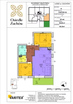 3 pokoje, mieszkanie 59,55 m², piętro 1, oferta nr C10, Osiedle Zuchów II, Łódź, Górna, Rokicie, ul. Zuchów 4