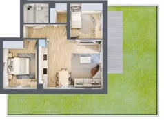 3 pokoje, mieszkanie 56,88 m², parter, oferta nr A2, Osiedle Zuchów, Łódź, Górna, Rokicie, ul. Zuchów 4
