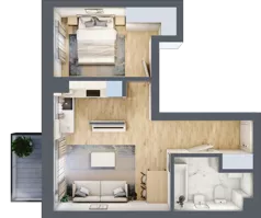 2 pokoje, mieszkanie 42,18 m², piętro 1, oferta nr A11, Osiedle Zuchów, Łódź, Górna, Rokicie, ul. Zuchów 4