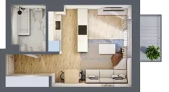 1 pokój, mieszkanie 29,22 m², piętro 2, oferta nr A22, Osiedle Zuchów, Łódź, Górna, Rokicie, ul. Zuchów 4